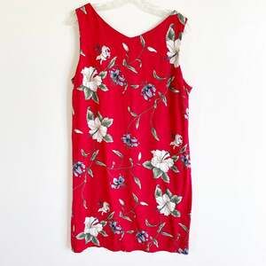 Caribbean Joe Women’s Hawaiian Red Floral V Neck Sheath Dress